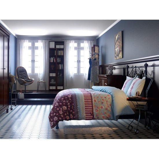 Clasy Ranforce Erica Nevresim Takımı Çift Kişilik Mürdüm