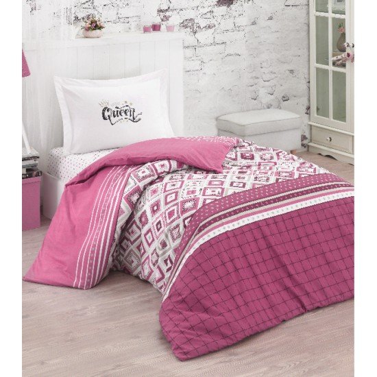 Clasy Little Queen Ranforce Tek Kişilik Yatak Örtüsü Takımı Pembe