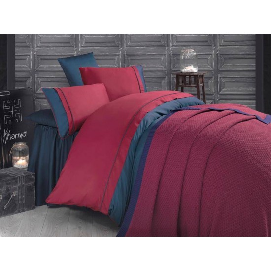 Clasy  Kharma Butik Örgü Battaniyeli Pamuk Saten Nevresim Takımı Çift Kişilik Bordo Clasy  Kharma Butik Örgü Battaniyeli Pamuk Saten Nevresim Takımı Çift Kişilik Bordo