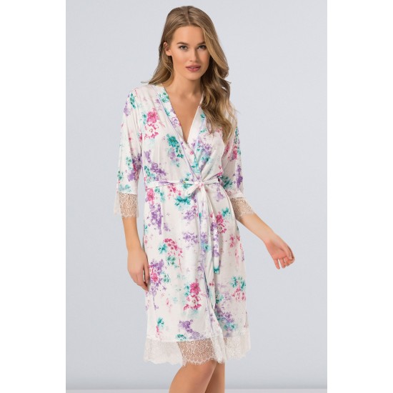 Türen Çiçekli Sabahlık Yeşil 3267