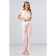 Türen Çizgili Bisiklet Yaka Kadın Pijama Takımı Pembe 3258 Türen Çizgili Bisiklet Yaka Kadın Pijama Takımı Pembe 3258