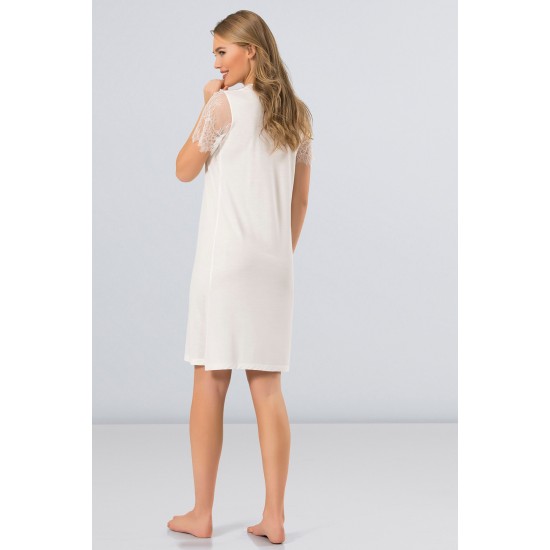 Türen Dantelli Gecelik  Ekru 3280