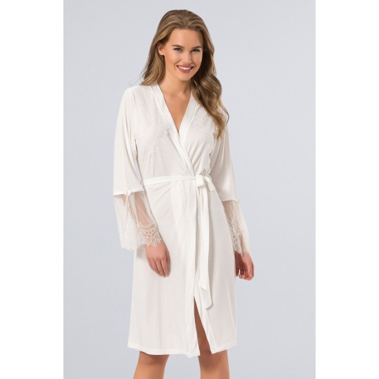 Türen Dantelli Sabahlık Ekru 3281