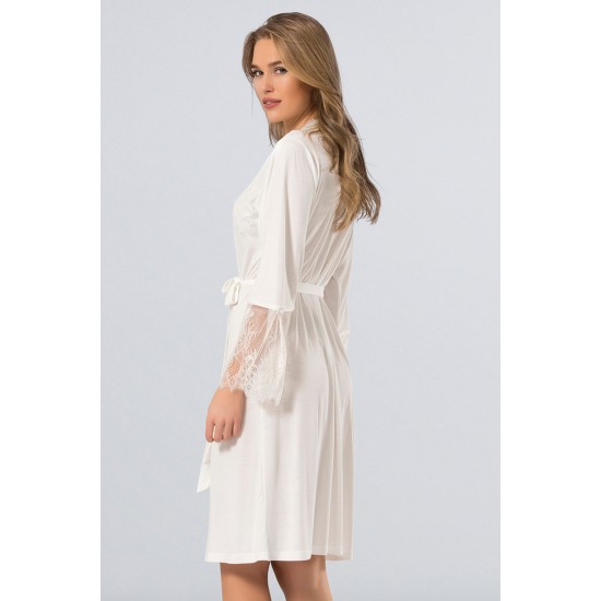 Türen Dantelli Sabahlık Ekru 3281