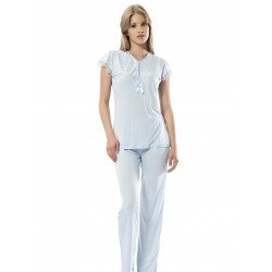 Türen Kısa Kol Kadın Pijama Takımı Mavi 3114