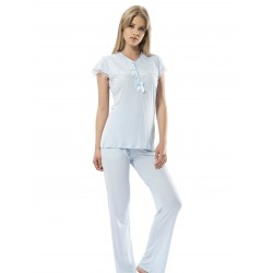 Türen Kısa Kol Kadın Pijama Takımı Mavi 3114