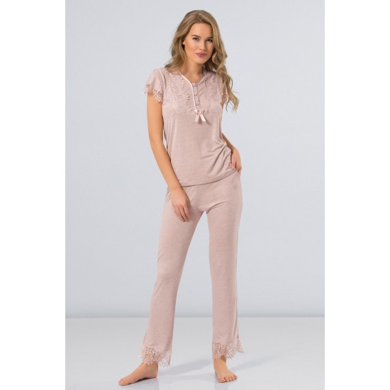 Türen Pudra Kadın Pijama Takımı Pudra 3186