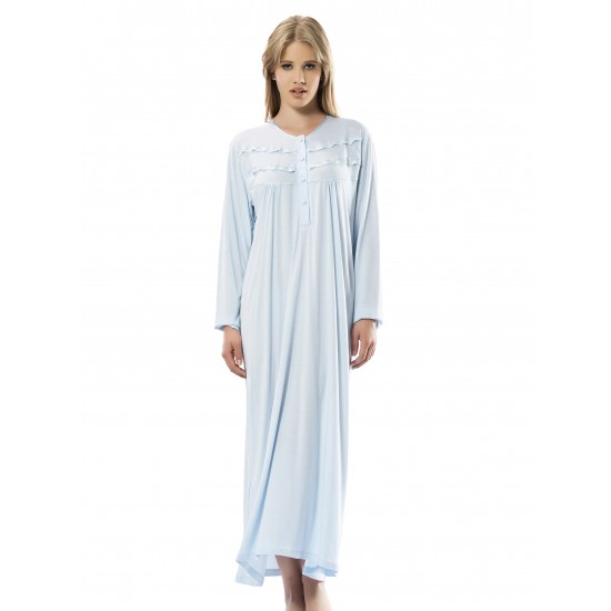 Türen Uzun Kol Battal Gecelik Mavi 3126