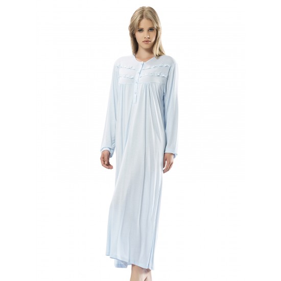 Türen Uzun Kol Battal Gecelik Mavi 3126